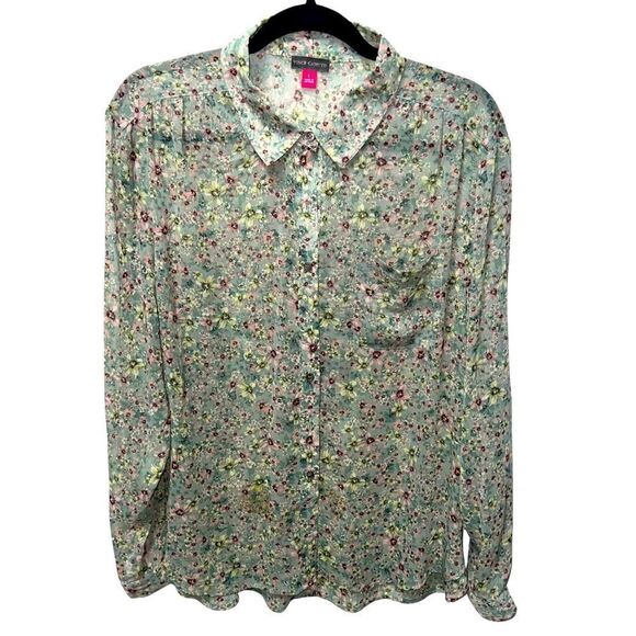 Vince Camuto Tops - Vince Camuto Sheer Floral Button Down Shirt